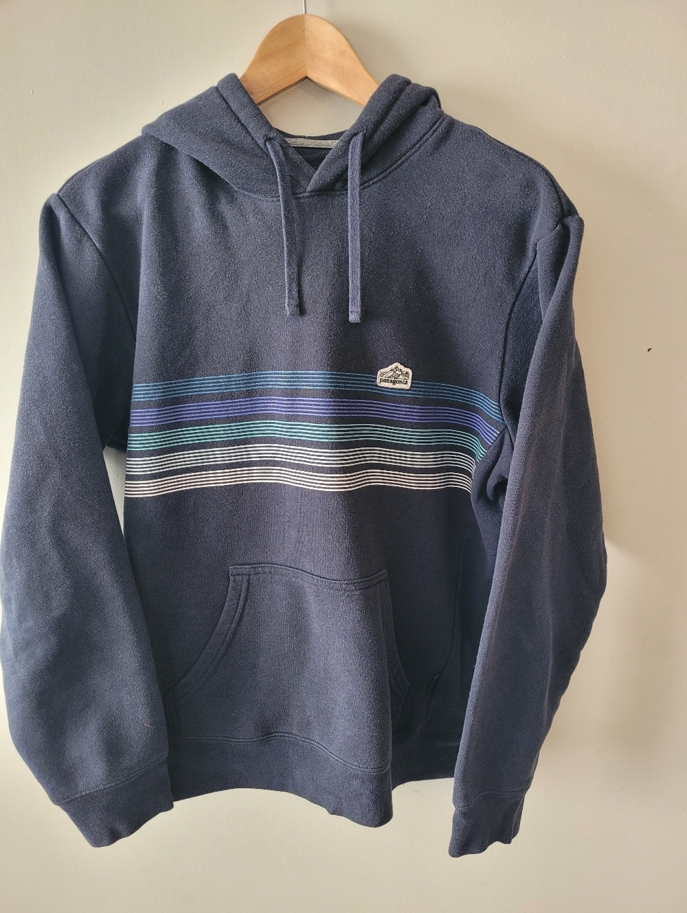 Patagonia Men’s Line Logo Ridge Stripe Uprisal Hoody, Small, Blue